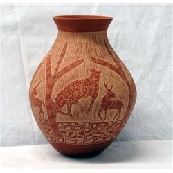 Mata Ortiz Sgraffito Jaguar & Antelope Jar, Villa