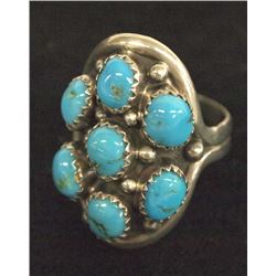 Navajo Sterling Silver Turquoise Ring, Size 7