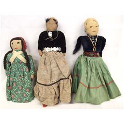 Vintage Native American Dolls, 2 Navajo & 1 Osage