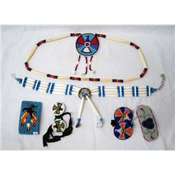 Plains Indian Beadwork, Braid Ties & Necklaces