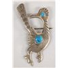 Image 1 : Navajo Sterling Silver Turquoise Roadrunner Pin