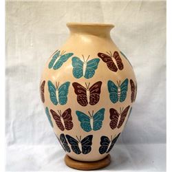 Mata Ortiz Polychrome Butterfly Jar by Toho Gaona