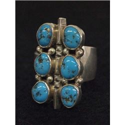 Navajo Sterling Turquoise Ring, R. Brown, Size 9.5