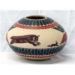 Mata Ortiz Polychrome Bobcat & Rabbit Jar, Trevizo