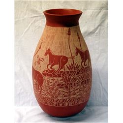 Mata Ortiz Sgraffito Horse Jar by Luis Villa