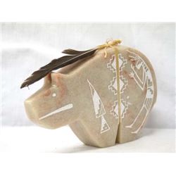 Large Navajo Bear Fetish, Richard & Stella Silver