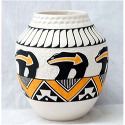 Acoma Polychrome Bear Jar by A. Chino