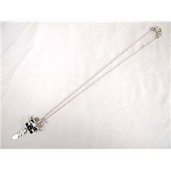 Navajo Sterling Inlay Pendant Necklace, Knifewing