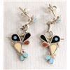 Image 1 : Zuni Sterling Silver Inlay Hummingbird Earrings