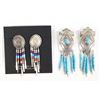 Image 1 : 2 Pr Native American Beaded Silver Dangle Earrings