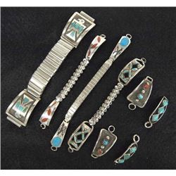 6 Pr Zuni & Navajo Sterling Watch Band Tips