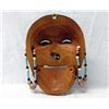 Image 2 : Hand Carved Wood Mask with Copper & Turquoise