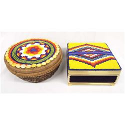 Beaded Basket & Jewelry Box by Kills Thunder
