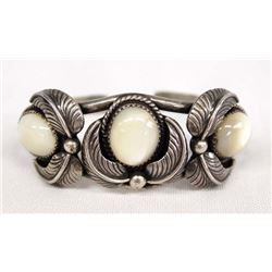 1950 Estate Navajo Silver Mother of Pearl Bracelet