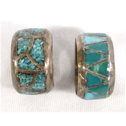 1950 Estate Navajo Sterling Inlay Wedding Bands