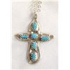 Image 2 : Zuni Silver Turquoise Cross Pendant Necklace, Iule