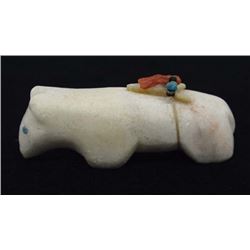 Navajo White Marble Bear Fetish by Davis