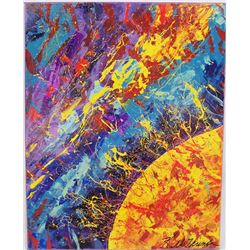 Original Acrylic Raging Planet by Kills Thunder