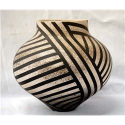 Micaceous Stoneware Black on White Pottery Jar