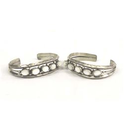 2 Navajo Sterling Silver Mother of Pearl Bracelets