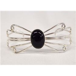 Navajo Sterling Onyx Bracelet by Ella Cowboy