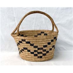 Vintage Stair Step Tohono O'odham Handled Basket