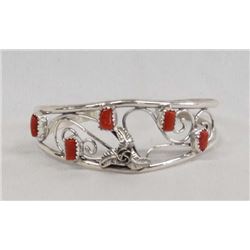 Navajo Sterling Silver & Coral Bracelet