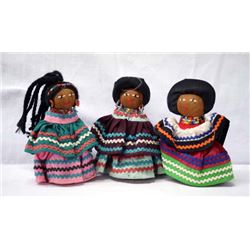 3 Native American Seminole Cloth Dolls
