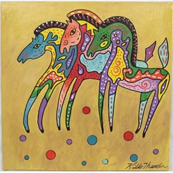 Original Acrylic Running Ponies by Kills Thunder