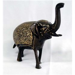 Asian Cast Metal Elephant with Diamond Cut Designs
