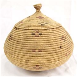 Vintage Eskimo Tri Colored Lidded Basket