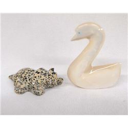 Zuni Swan Fetish and Badger Fetish by Al Lewis