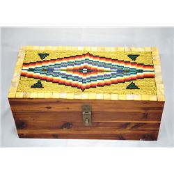 Large Lidded Beaded Cedar Box by Kills Thunder