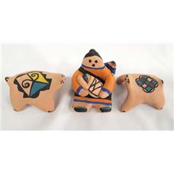 3 Acoma Pottery Figures by D Chino
