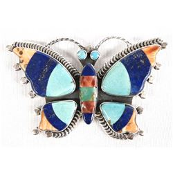 Navajo Sterling Stone to Stone Inlay Butterfly Pin