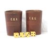 Image 1 : Pair of Monogrammed Leather Dice Cups & Dice