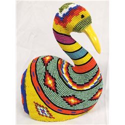 Hand Beaded Wood Swan by Kathy Kills Thunder