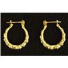 Image 2 : 14K Gold Bamboo Style Hoop Earrings