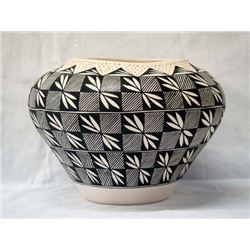 Acoma Black on White Bowl by S. Garcia