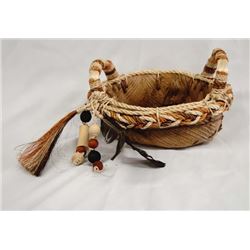 New Birch Bark Rope Trimmed Basket