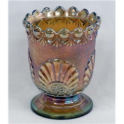 Carnival Glass Green on Gold Spooner