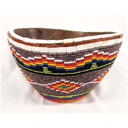 Hand Beaded Wood Bowl by Kathy Kills Thunder