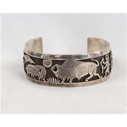 Navajo Sterling Silver Buffalo Bracelet by Becenti