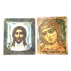 Pair of Icon Reproduction Prints on Cloth