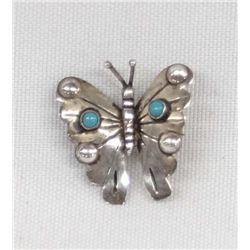 Navajo Sterling Silver Turquoise Butterfly Pin