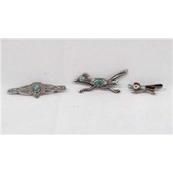 Old Pawn Navajo Thunderbird & 2 Roadrunner Pins