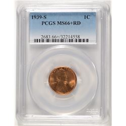 1939-S LINCOLN CENT, PCGS MS-66+ CHERRY!