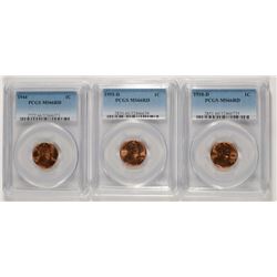 LOT OF ( 3 ) PCGS GRADED MS-66 RED LINCOLN CENTS: 1944, 1955-D & 1958-D