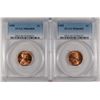 Image 1 : LOT OF ( 2 ) 1955 LINCOLN CENTS, PCGS MS-66 RED