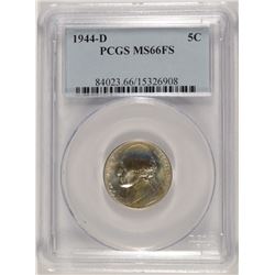 1944-D JEFFERSON NICKEL, PCGS MS-66 FULL STEPS,  TOUGH!